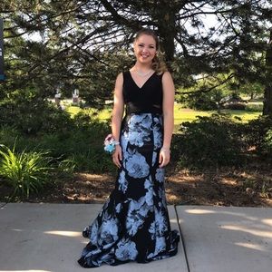 Black and blue prom dress